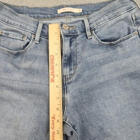 Levis 505 Jeans Womens 8 Straight Leg Blue Mid Rise Stretch Denim Pants - Picture 5 of 8